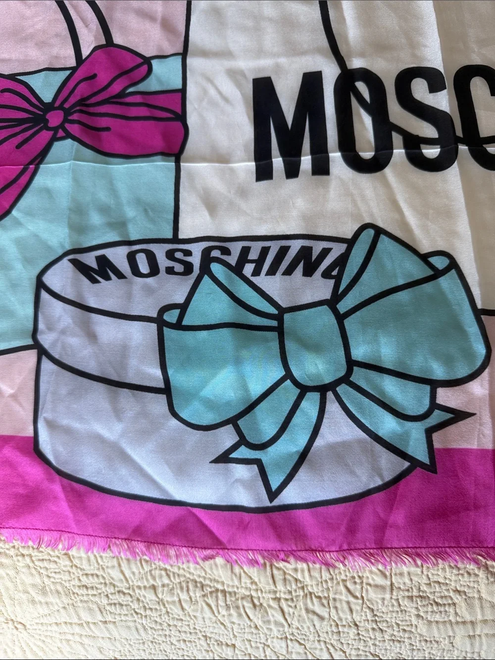 Moschino Teddy silk scarf
